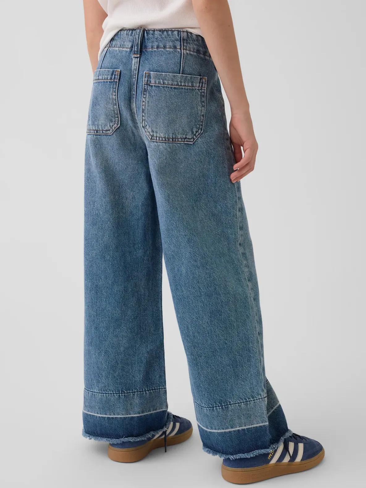Kids High Rise Stride Wide-Leg Ankle Jeans