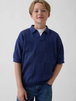 Kids Johnny Collar Checkered Sweater Shirt