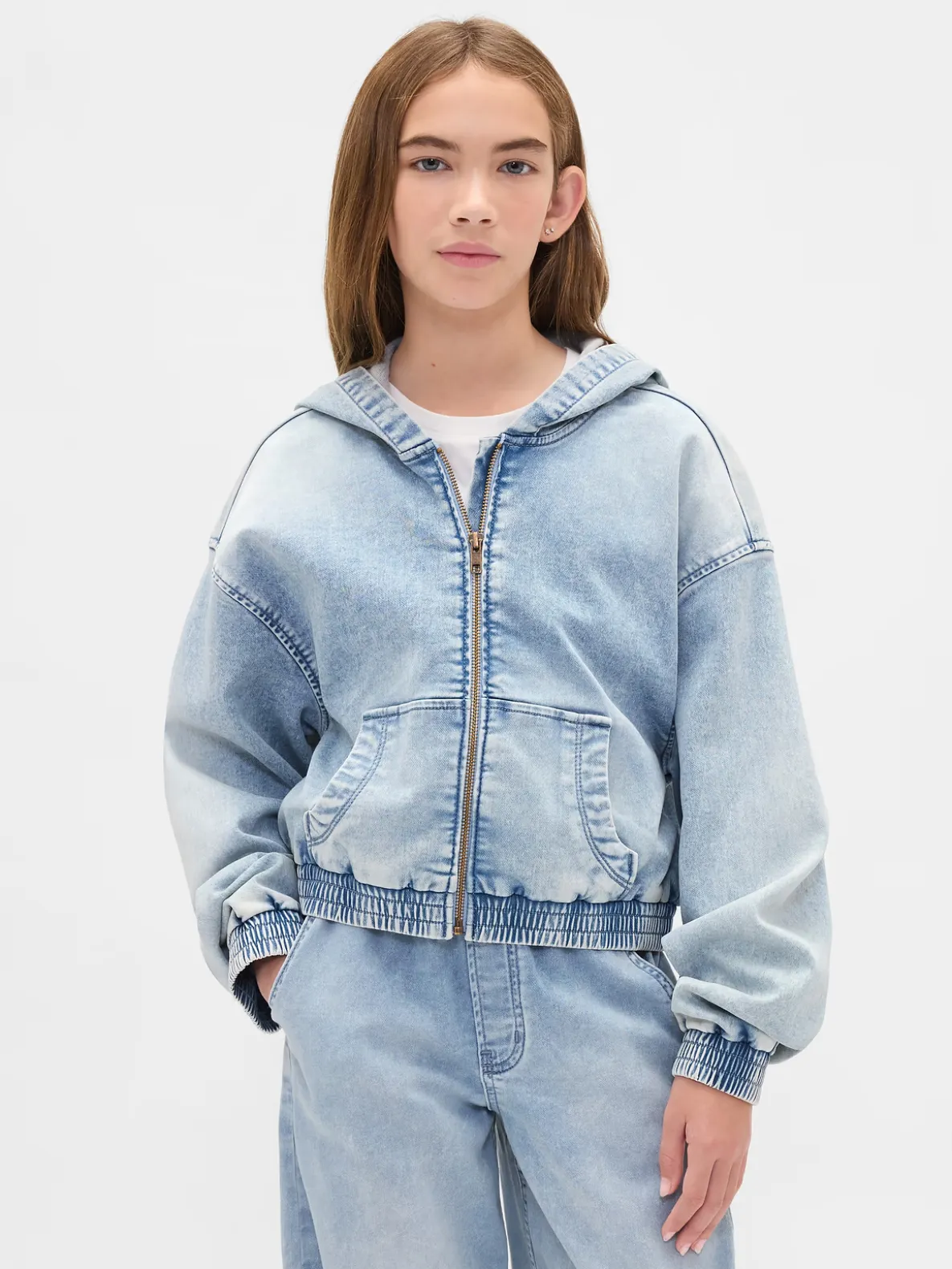 Kids Knit Denim Zip Hoodie