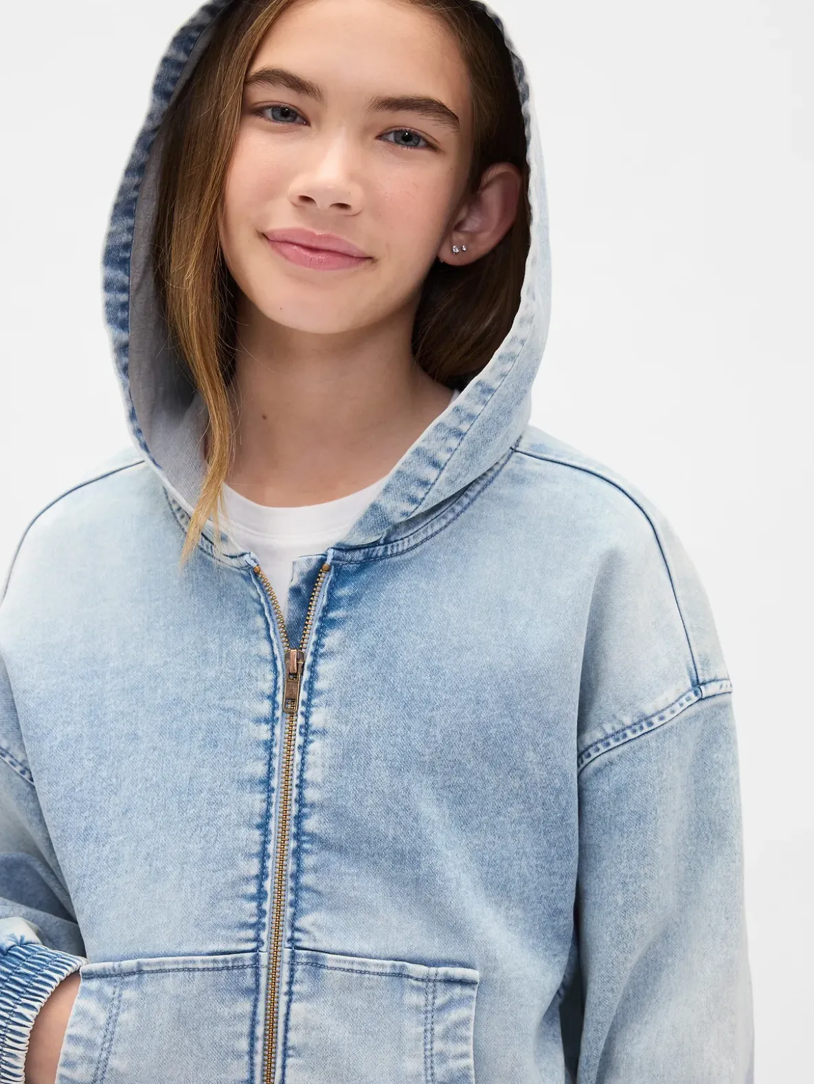 Kids Knit Denim Zip Hoodie