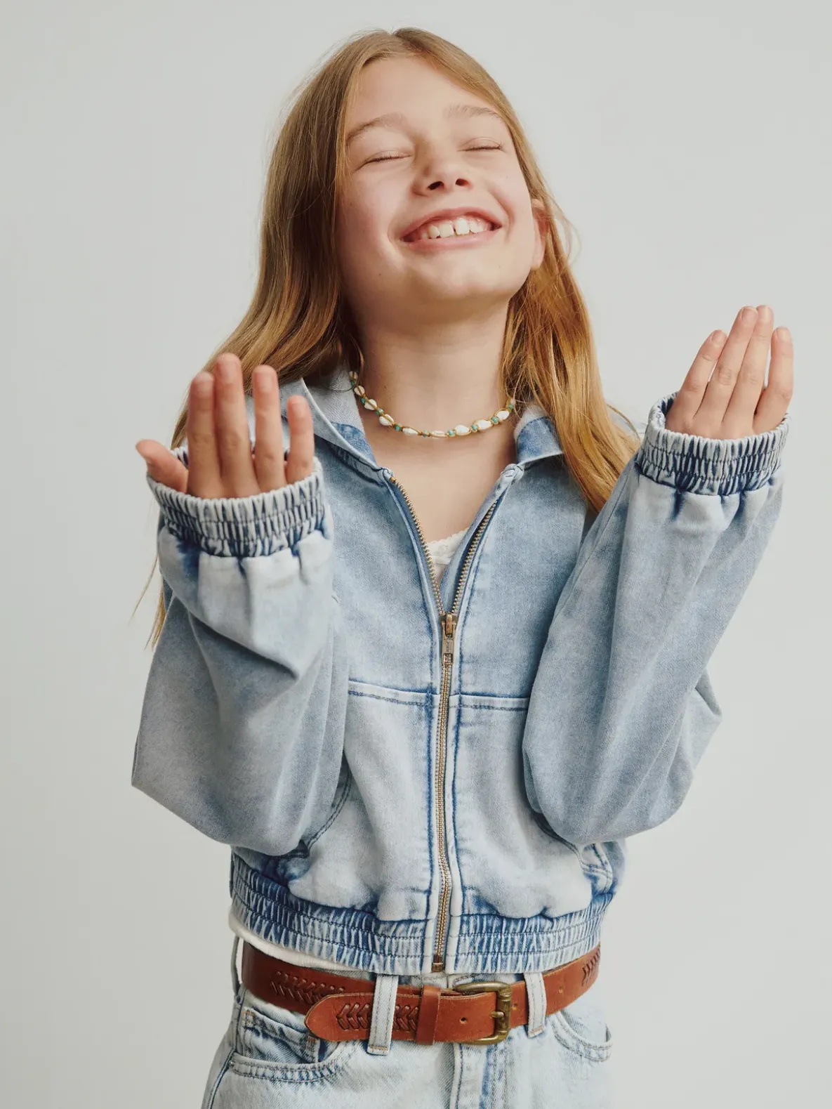 Kids Knit Denim Zip Hoodie