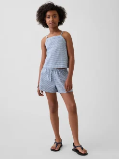 Kids Linen-Cotton Gingham Easy Shorts