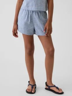 Kids Linen-Cotton Gingham Easy Shorts