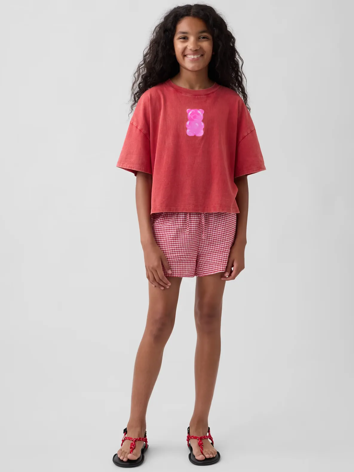 Kids Linen-Cotton Gingham Easy Shorts