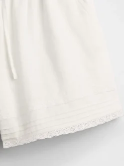 Kids Linen-Cotton Lace-Trim Easy Shorts