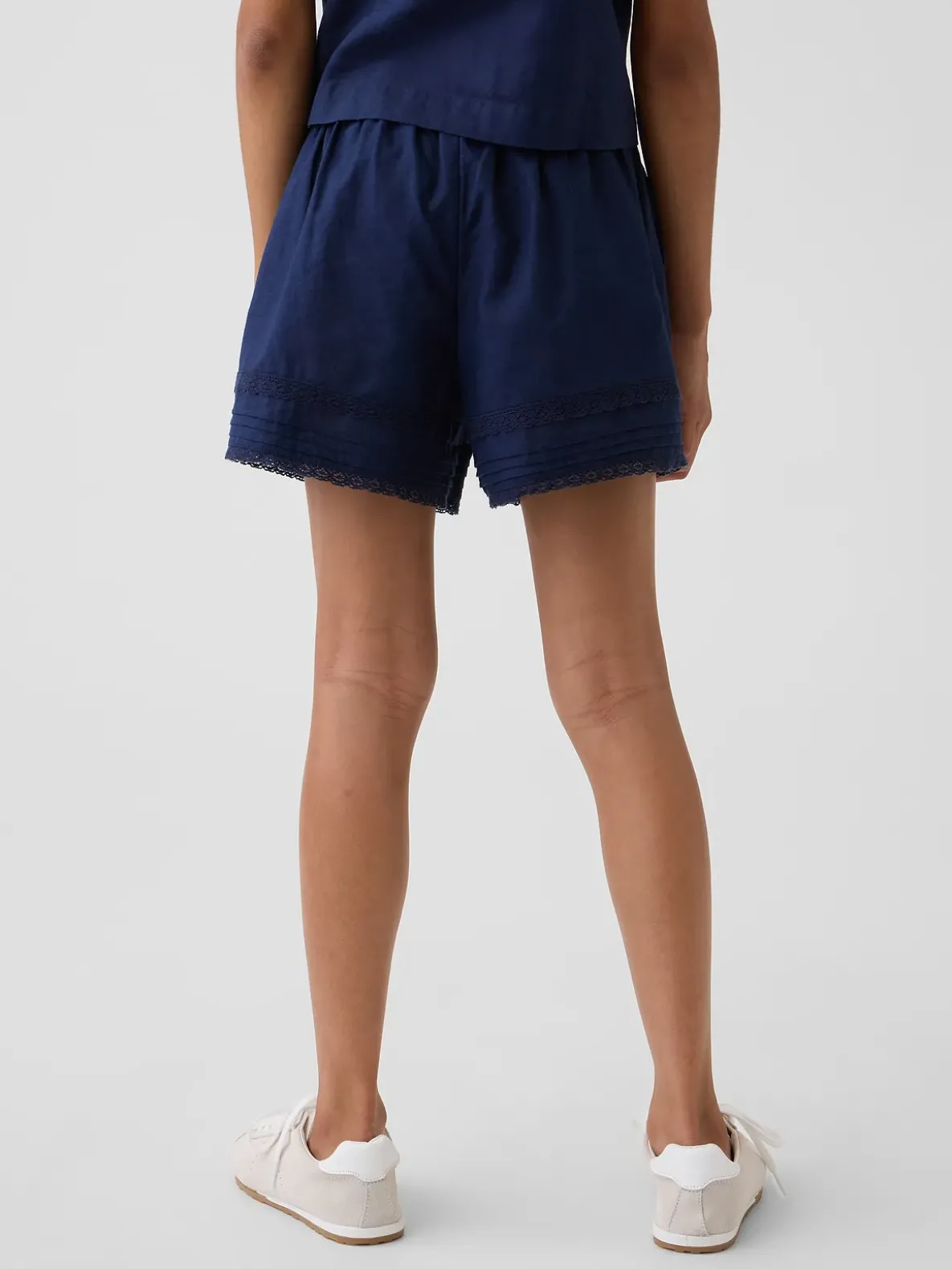 Kids Linen-Cotton Lace-Trim Easy Shorts