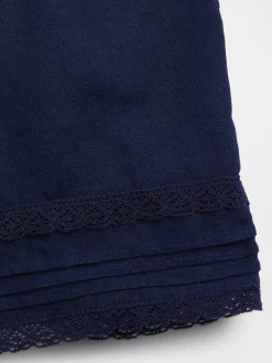 Kids Linen-Cotton Lace-Trim Easy Shorts