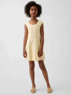 Kids Linen-Cotton Scoop Neck Dress