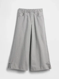 Kids Low Rise Bow Split-Hem Baggy Jeans