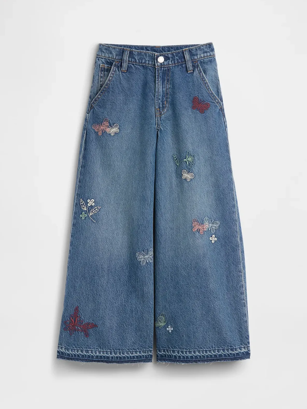 Kids Low Rise Embroidered Baggy Jeans