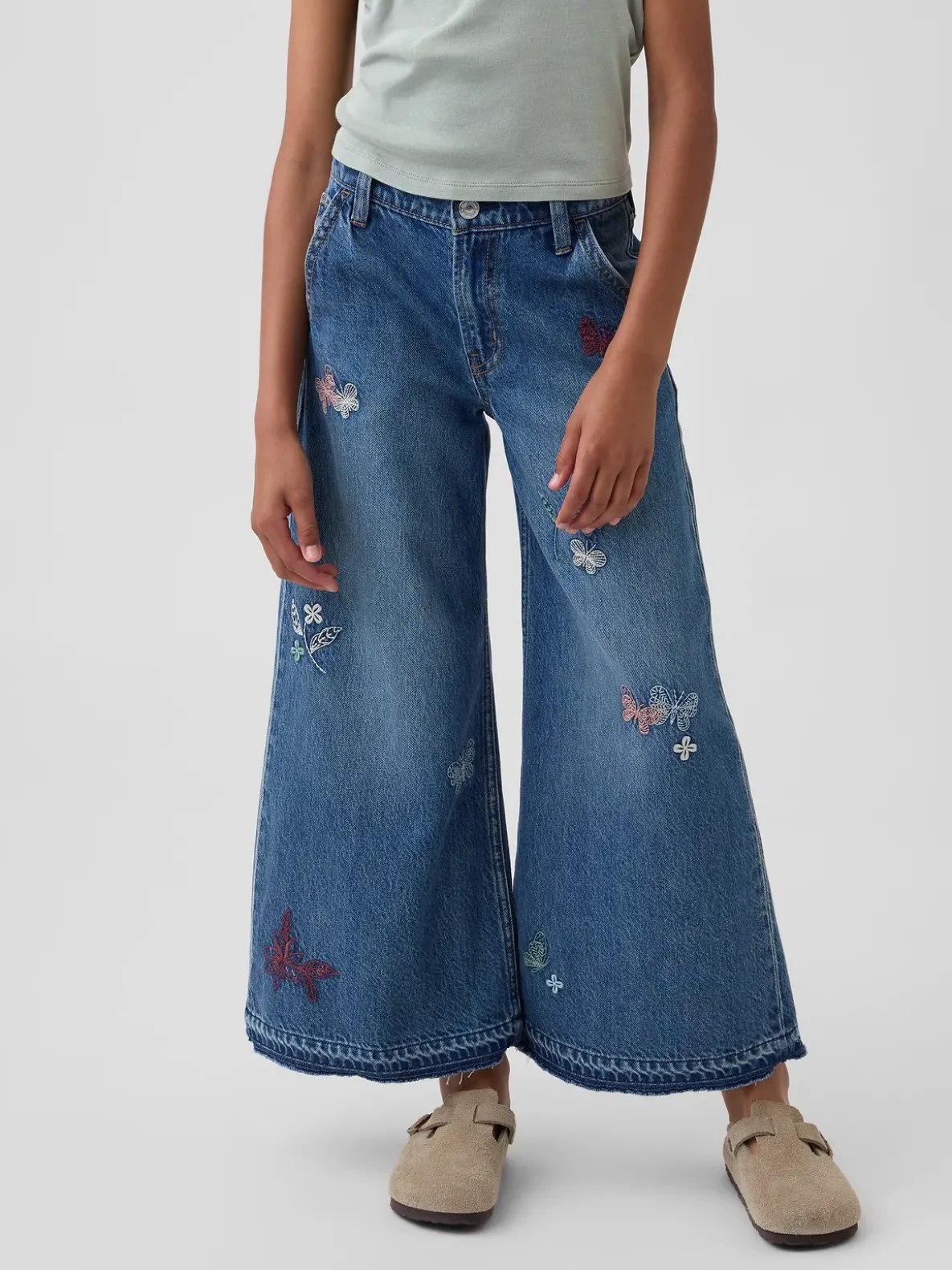 Kids Low Rise Embroidered Baggy Jeans