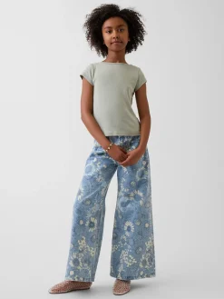 Kids Low Rise Floral Baggy Jeans