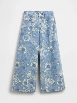 Kids Low Rise Floral Baggy Jeans