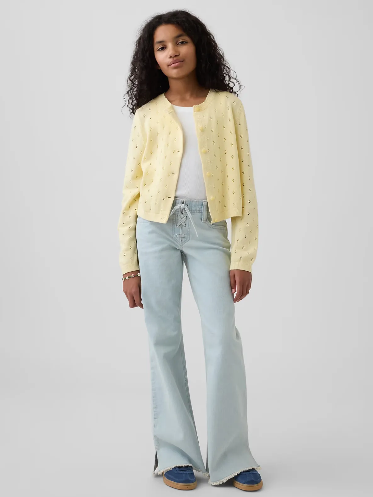 Kids Low Rise Lace-Up Relaxed Flare Jeans