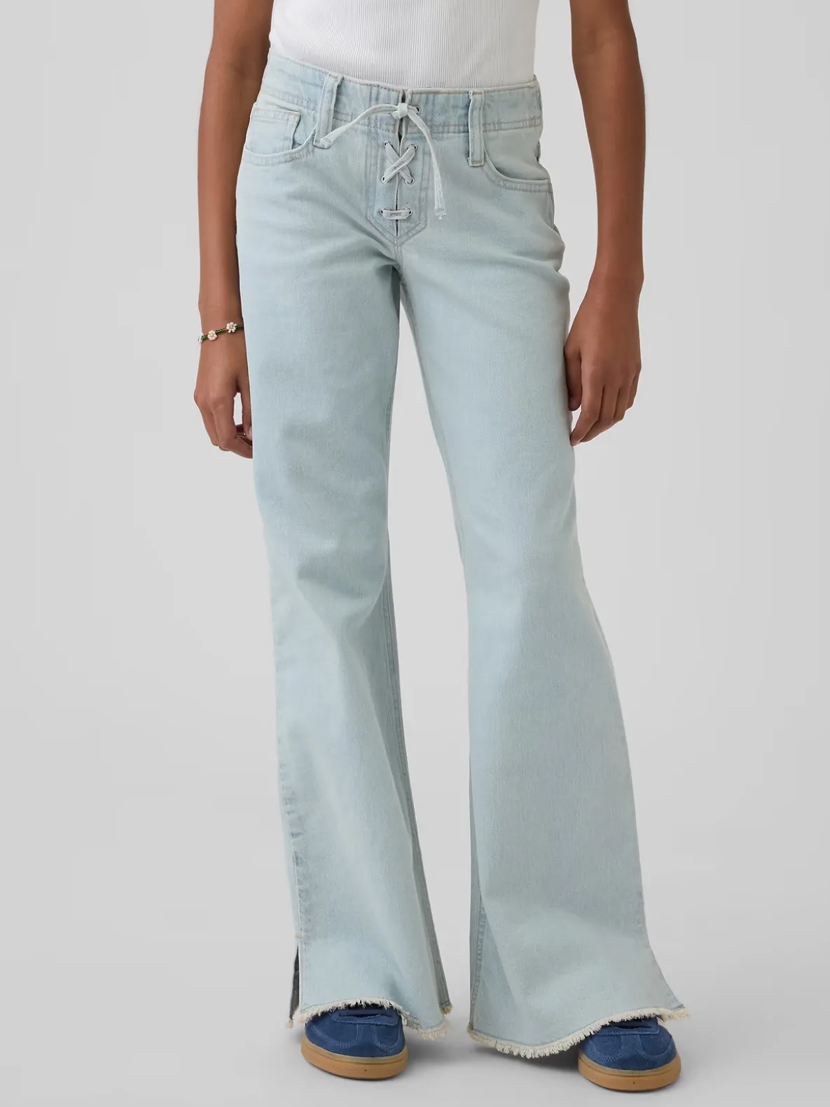 Kids Low Rise Lace-Up Relaxed Flare Jeans