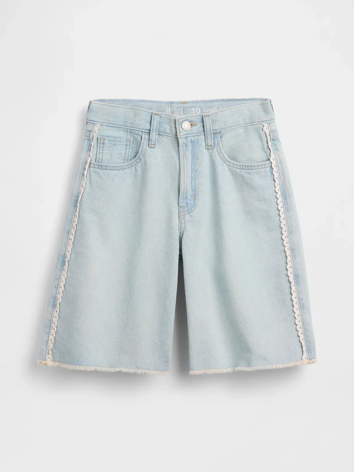 Kids Low Rise Longline Denim Shorts