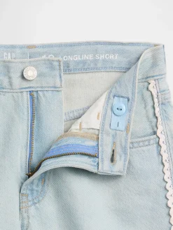 Kids Low Rise Longline Denim Shorts
