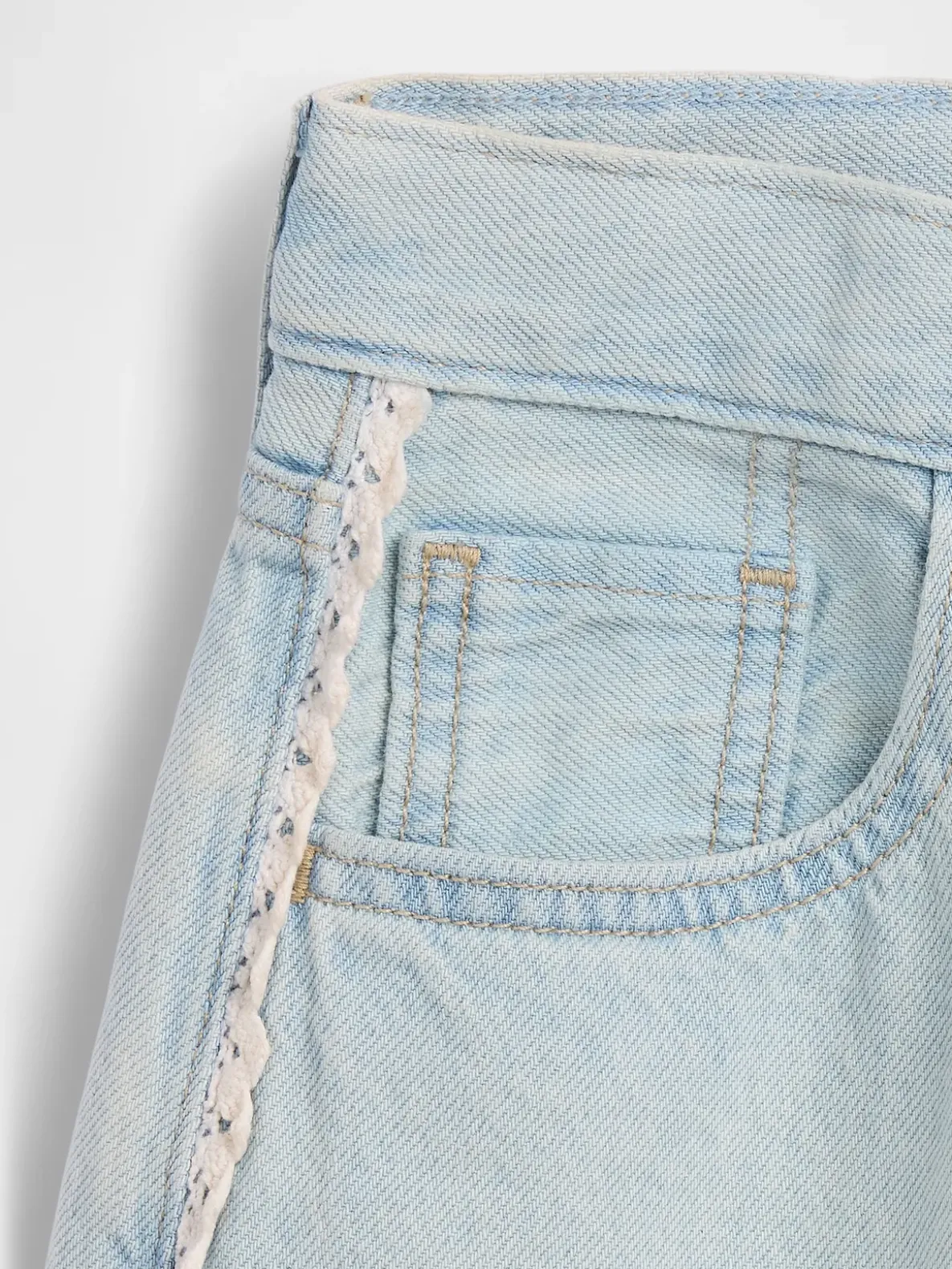 Kids Low Rise Longline Denim Shorts