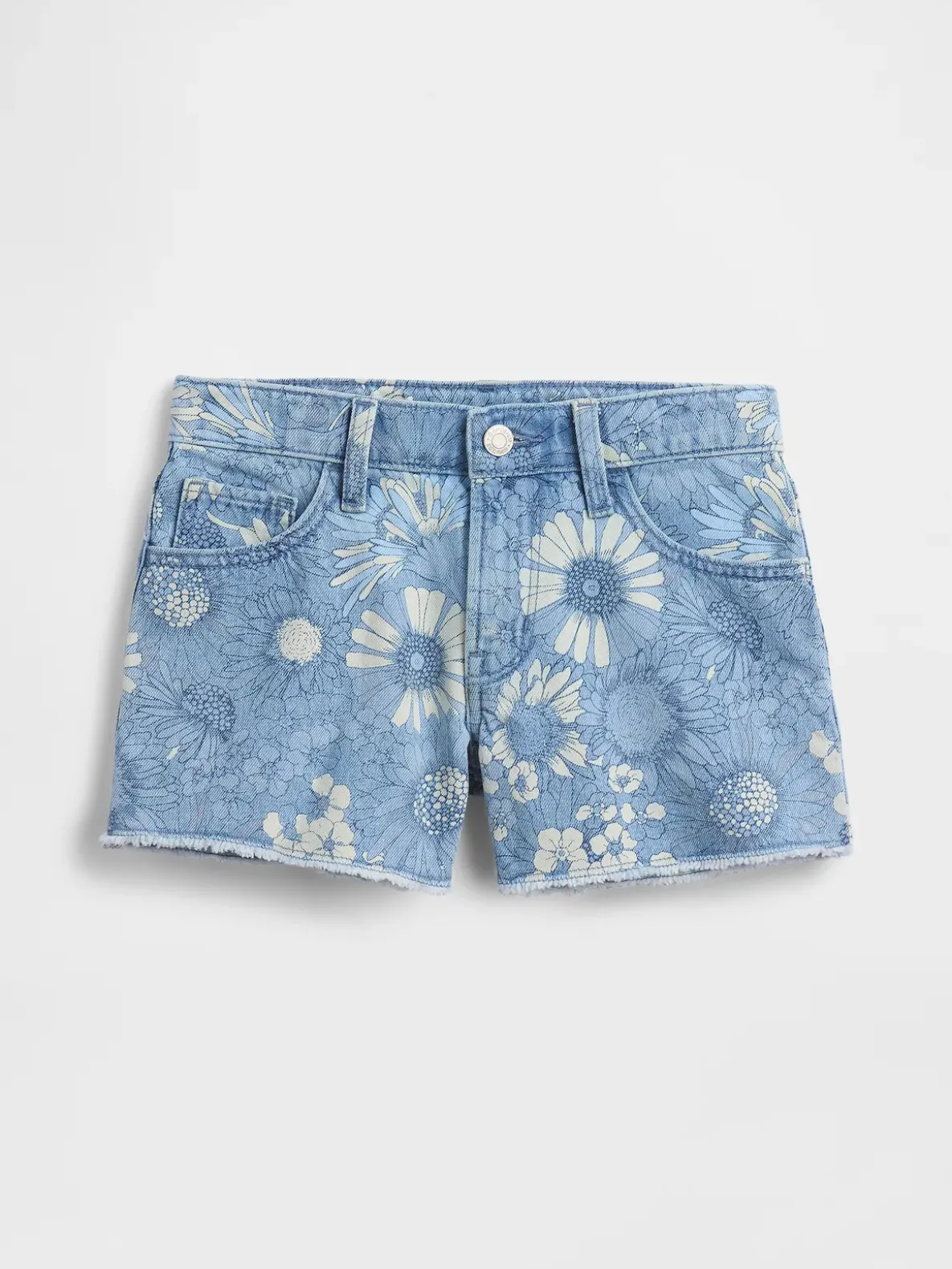 Kids Low Rise Stride Floral Denim Shorts