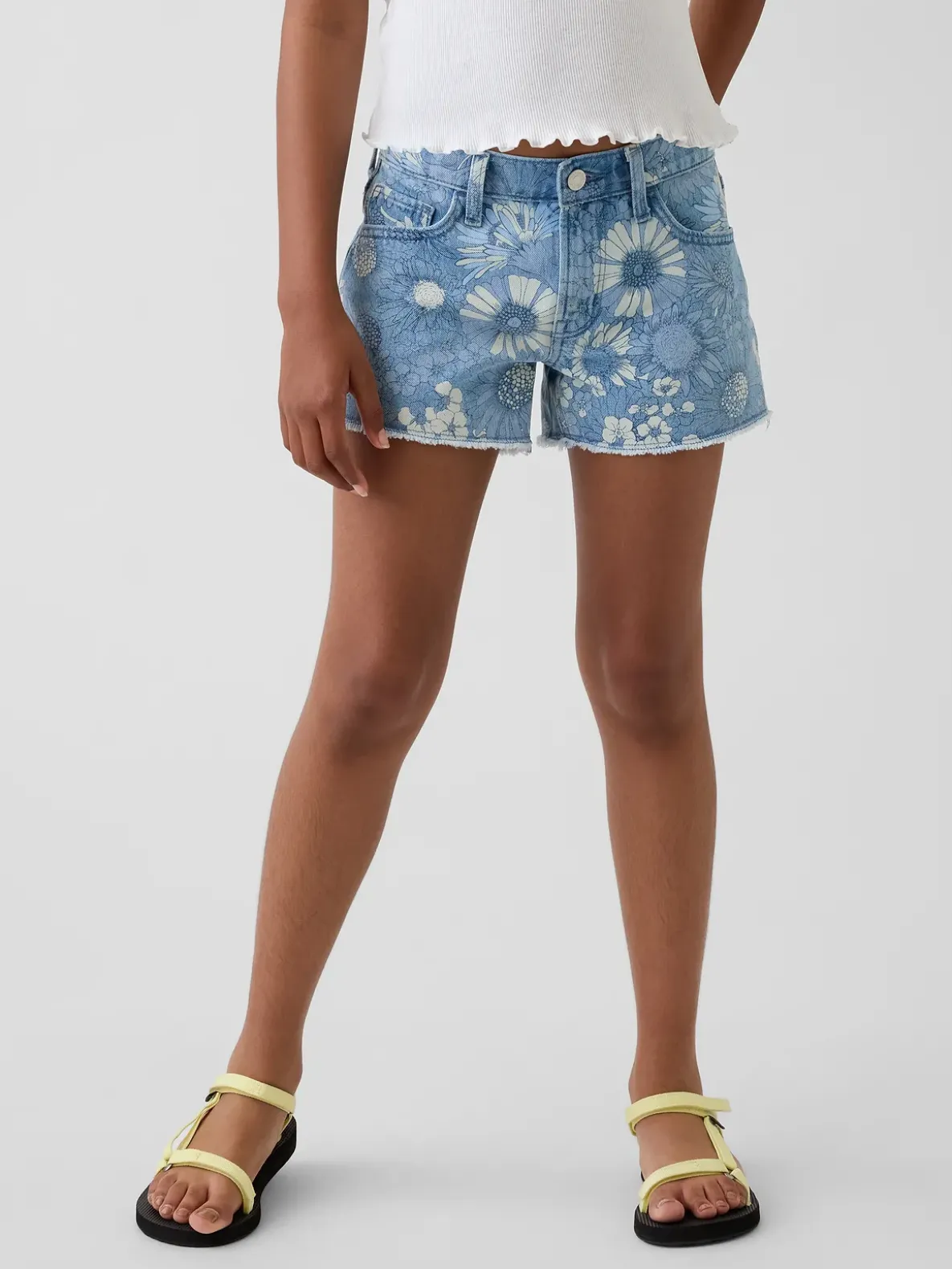 Kids Low Rise Stride Floral Denim Shorts