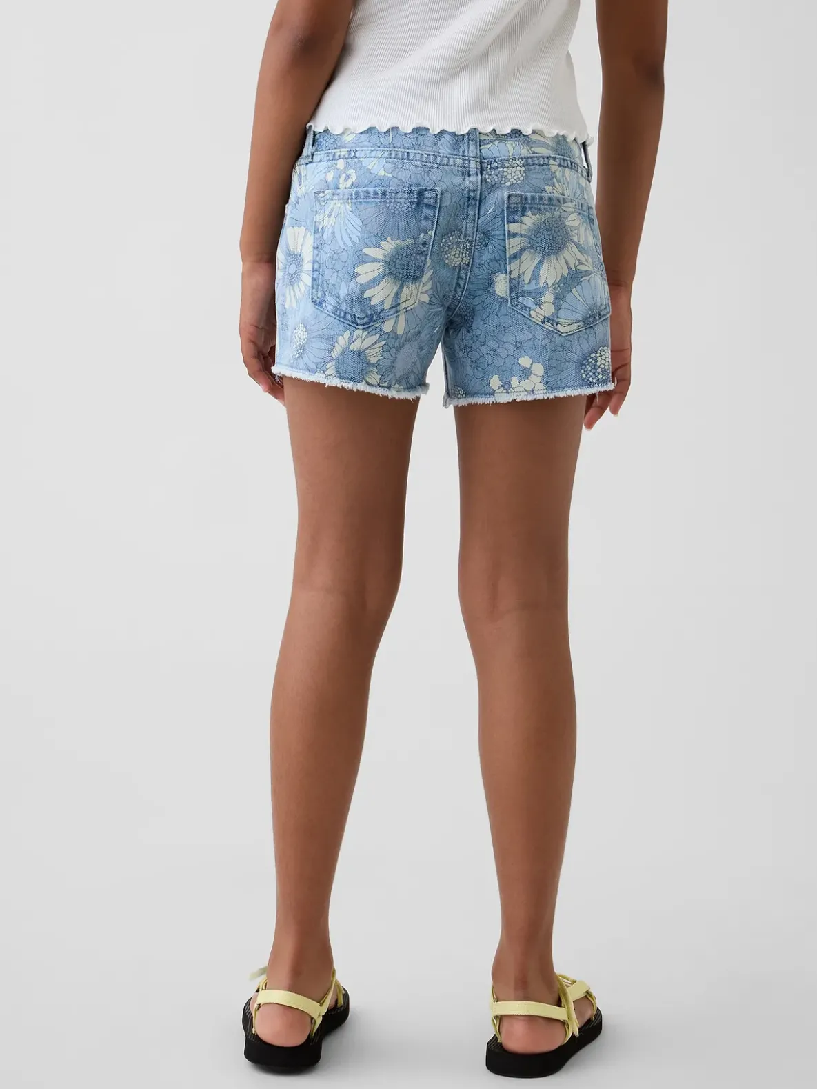 Kids Low Rise Stride Floral Denim Shorts