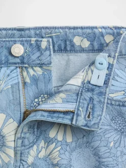 Kids Low Rise Stride Floral Denim Shorts