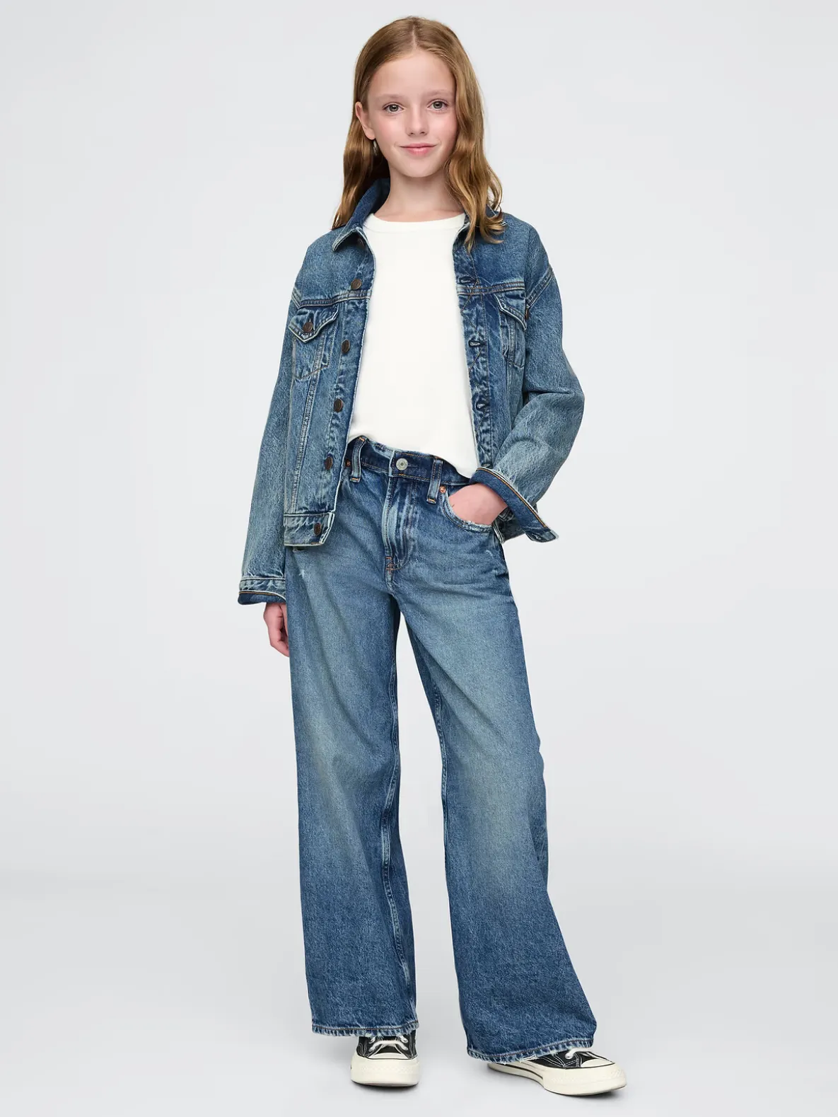Kids Low Rise Stride Wide-Leg Jeans