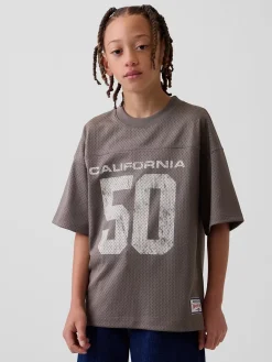 Kids Mesh Oversized Graphic Jersey T-Shirt