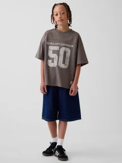 Kids Mesh Oversized Graphic Jersey T-Shirt