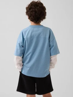 Kids Mesh Oversized Graphic Jersey T-Shirt