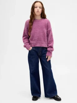 Kids Metallic Eyelash Crewneck Sweater