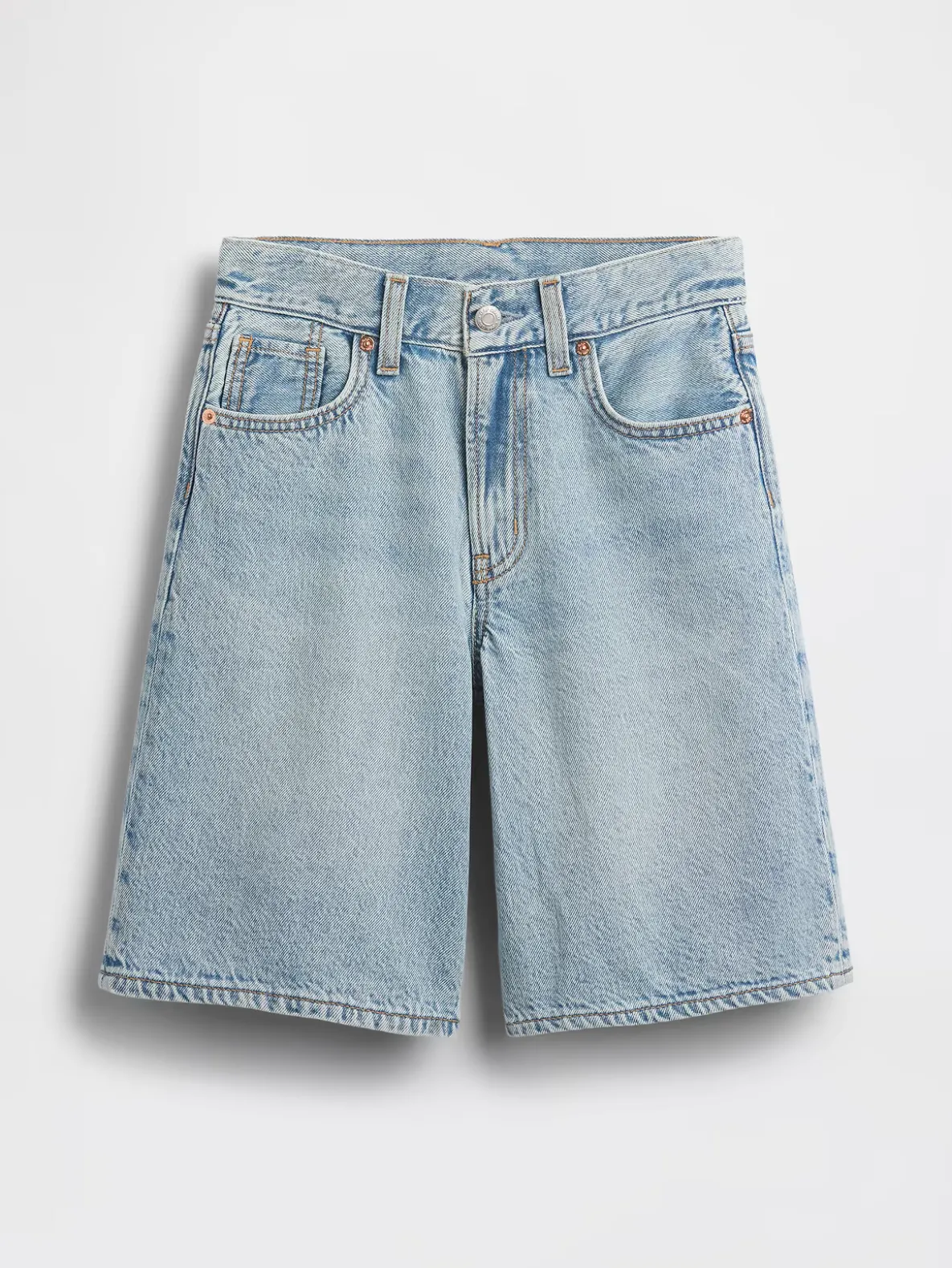 Kids Mid Rise Longline Denim Shorts