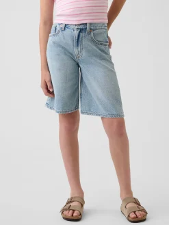 Kids Mid Rise Longline Denim Shorts
