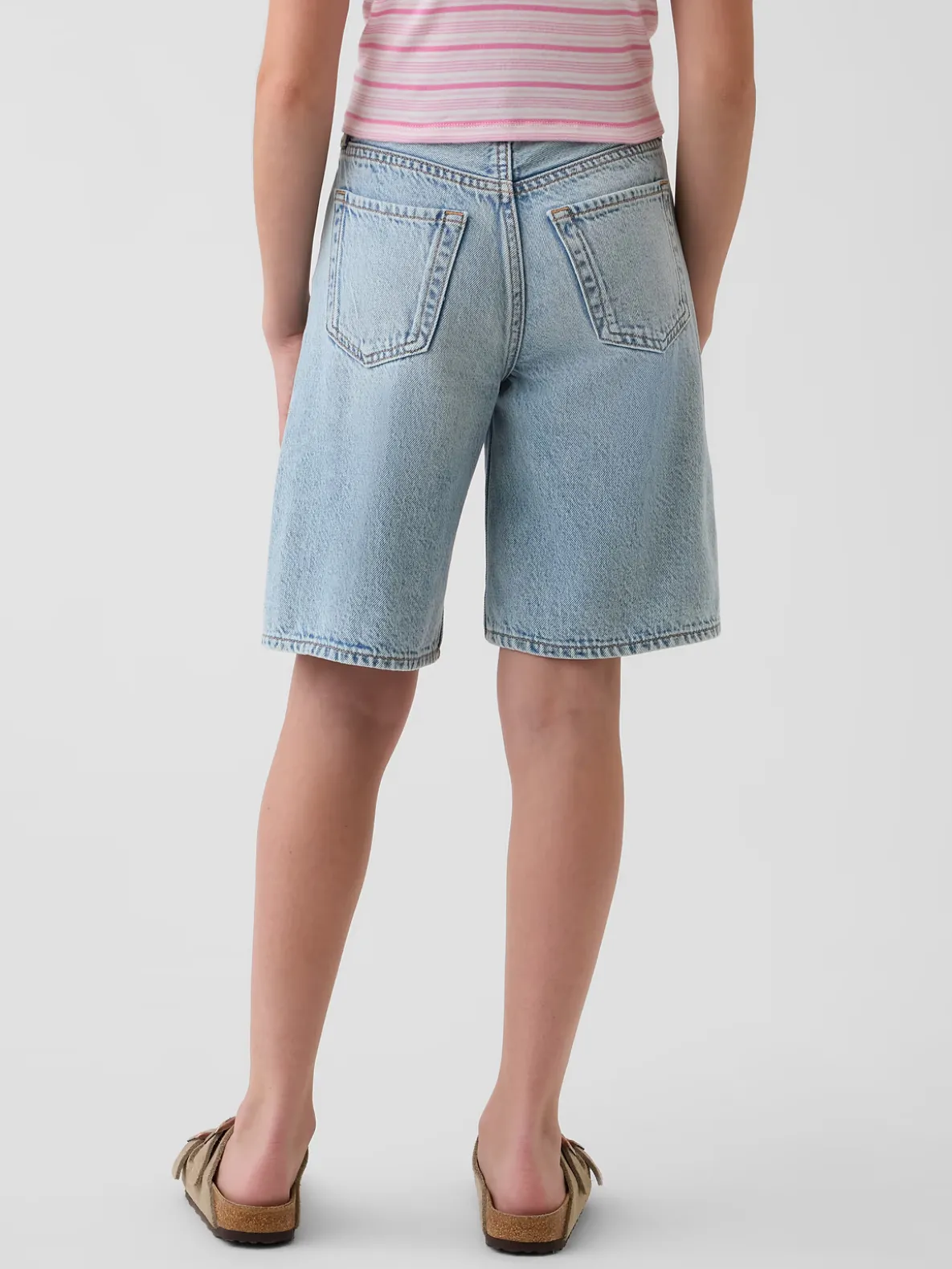 Kids Mid Rise Longline Denim Shorts