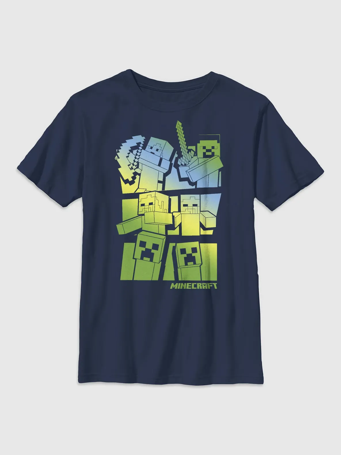 Kids Minecraft Steve and Alex VS Mobs Graphic Tee