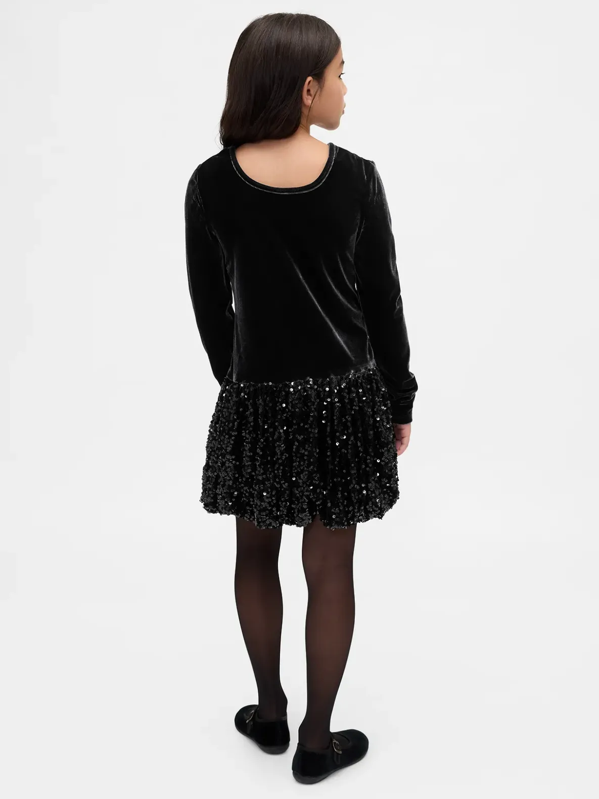 Kids Mixed Media Sequin Bubble Dress