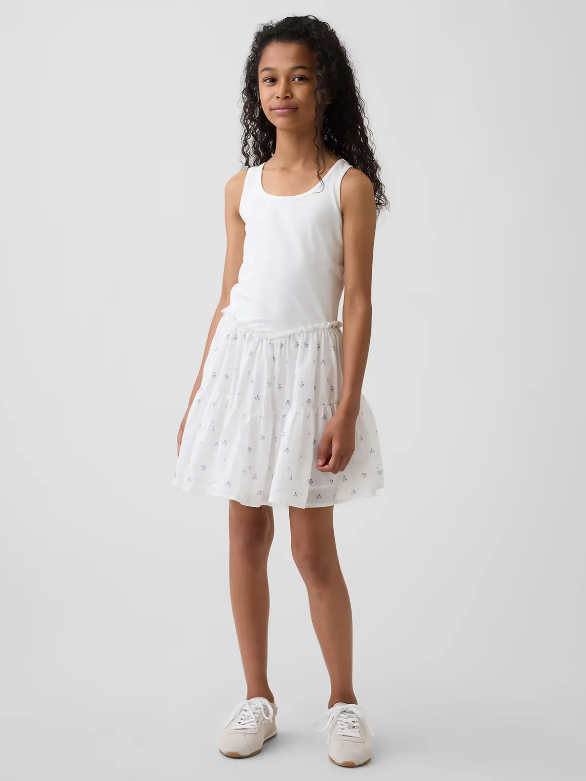 Kids Mixed Media Tiered Tank Dress