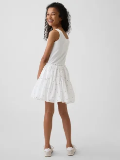 Kids Mixed Media Tiered Tank Dress