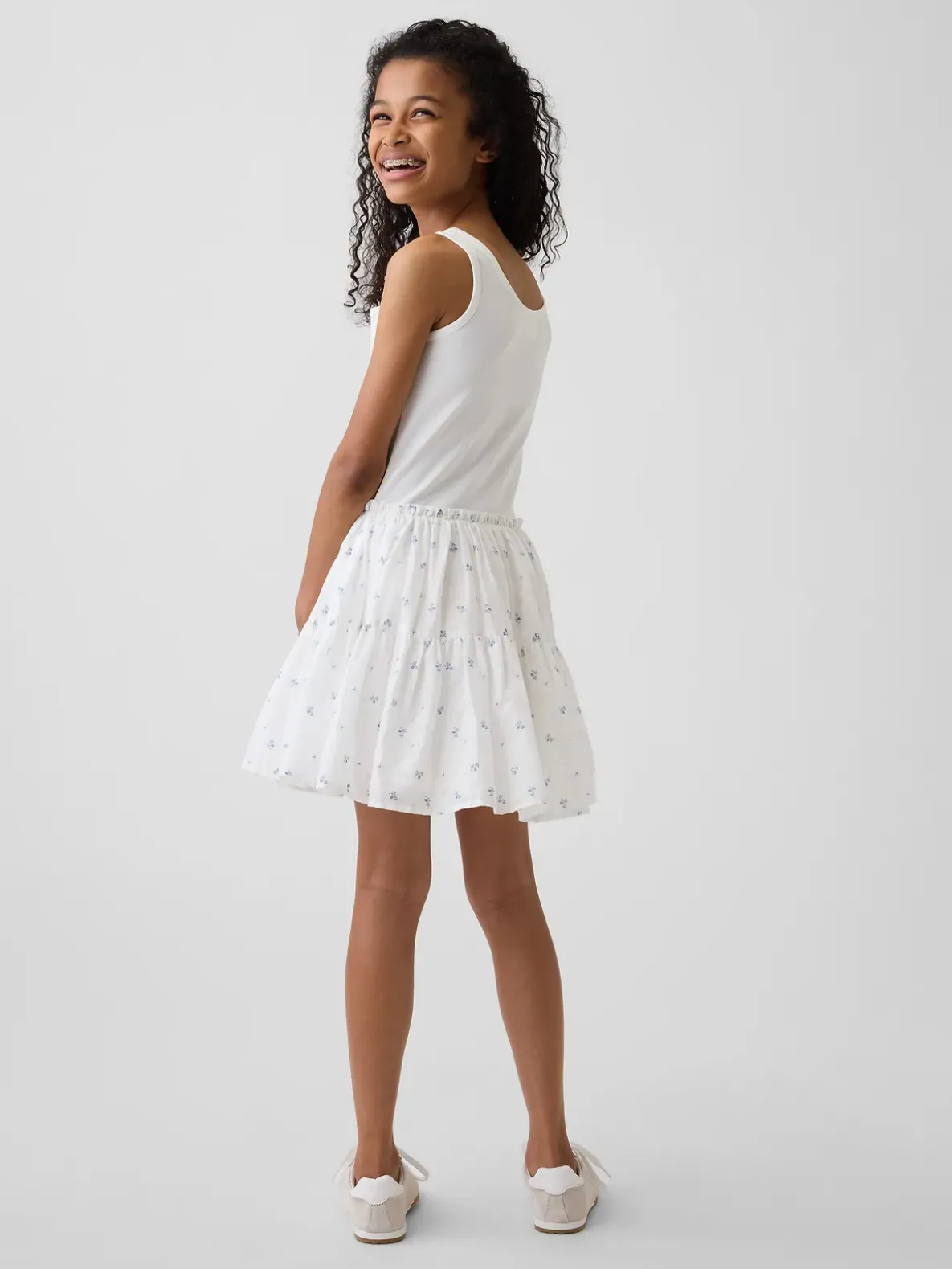 Kids Mixed Media Tiered Tank Dress