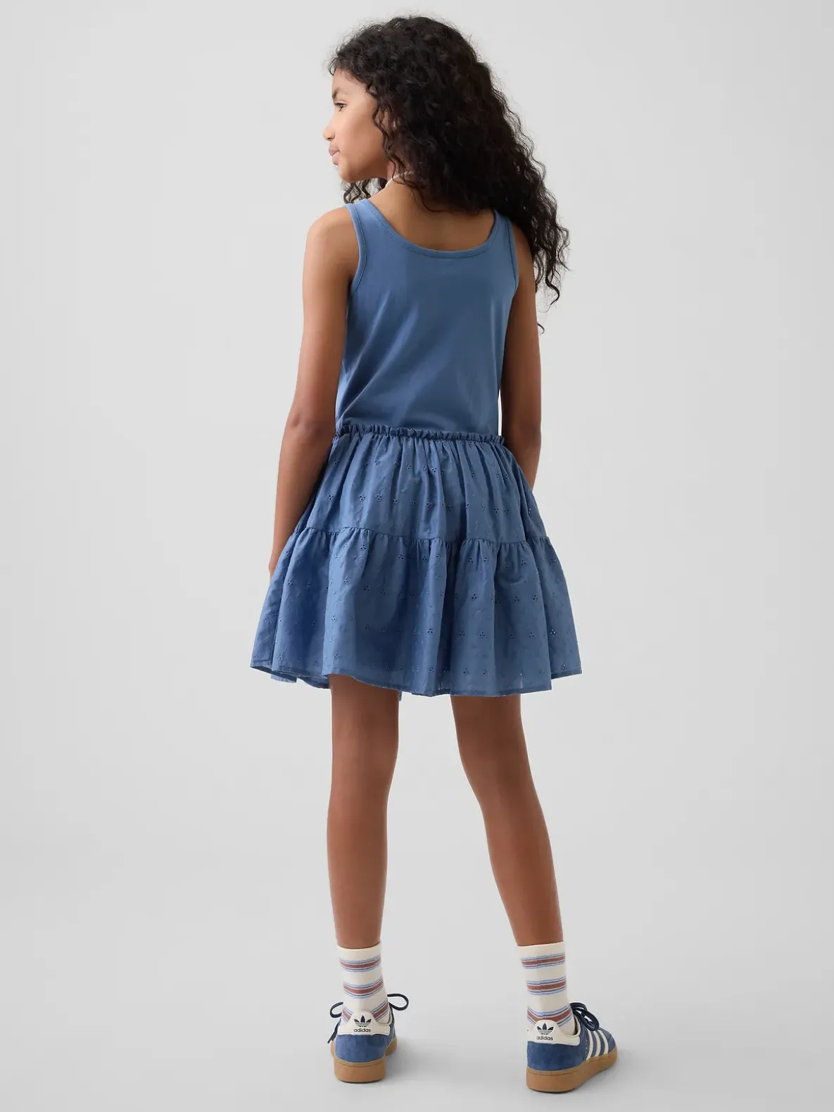 Kids Mixed Media Tiered Tank Dress