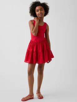 Kids Mixed Media Tiered Tank Dress