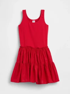 Kids Mixed Media Tiered Tank Dress