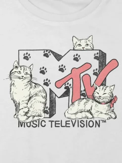 Kids MTV Cats Graphic Boxy Crop Tee
