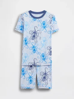 Kids Organic Brushed Cotton Octopus PJ Short Set