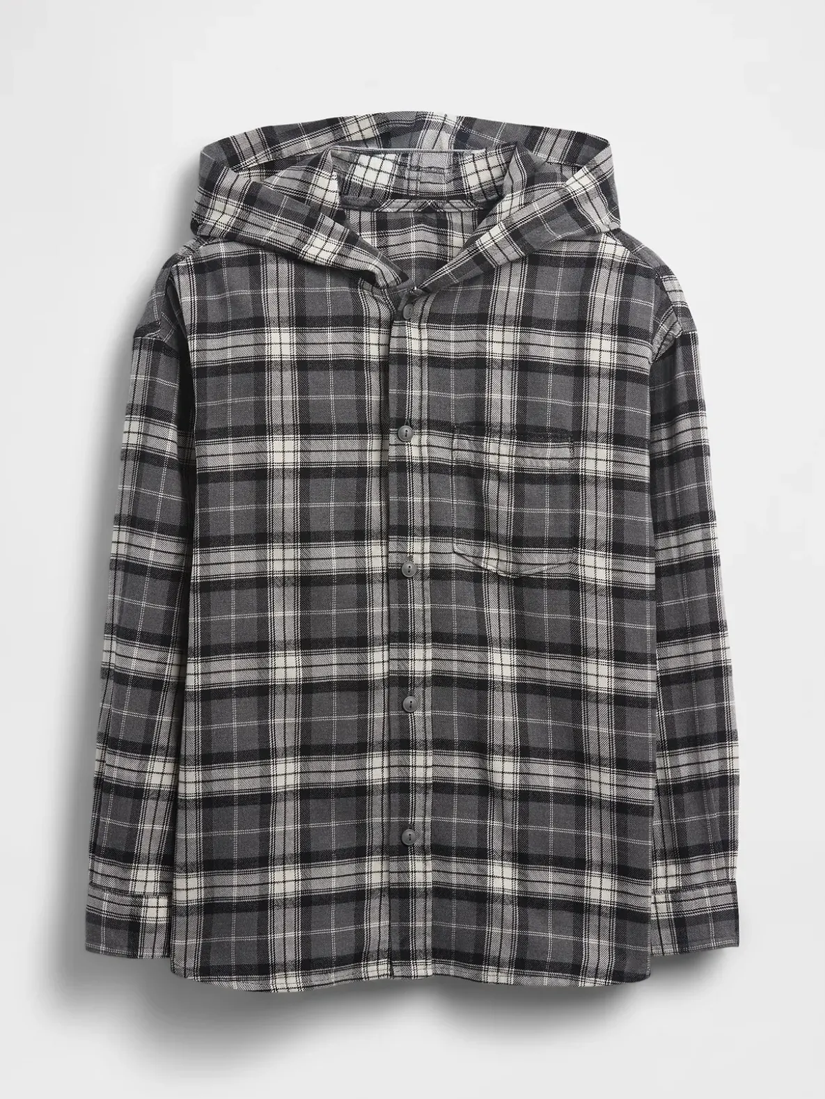 Kids Organic Cotton Hooded Flannel Shirt