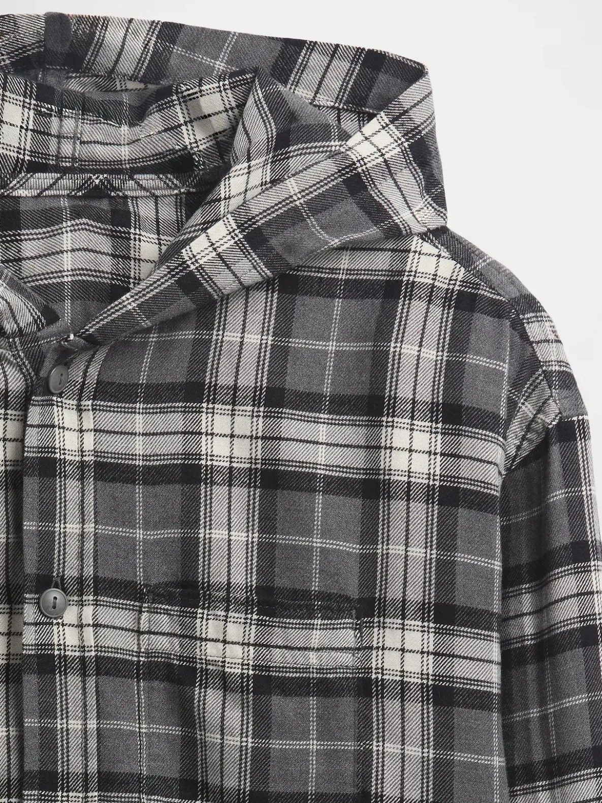 Kids Organic Cotton Hooded Flannel Shirt