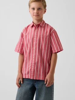 Kids Organic Cotton Poplin Relaxed Stripe Shirt
