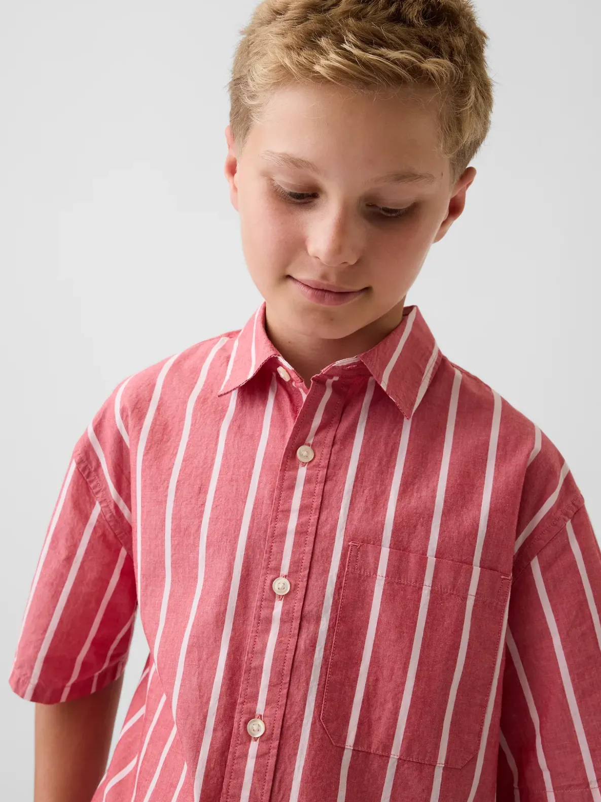 Kids Organic Cotton Poplin Relaxed Stripe Shirt