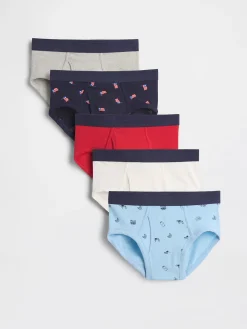 Kids Organic Stretch Cotton Americana Briefs (5-Pack)