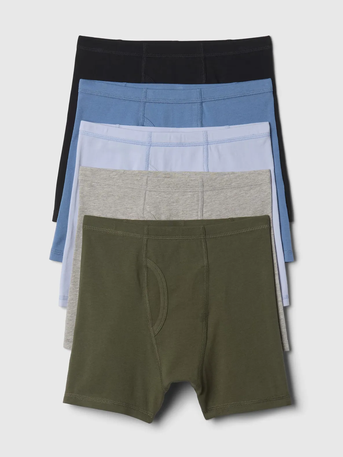 Kids Organic Stretch Cotton Solid Boxer Briefs (5-Pack)